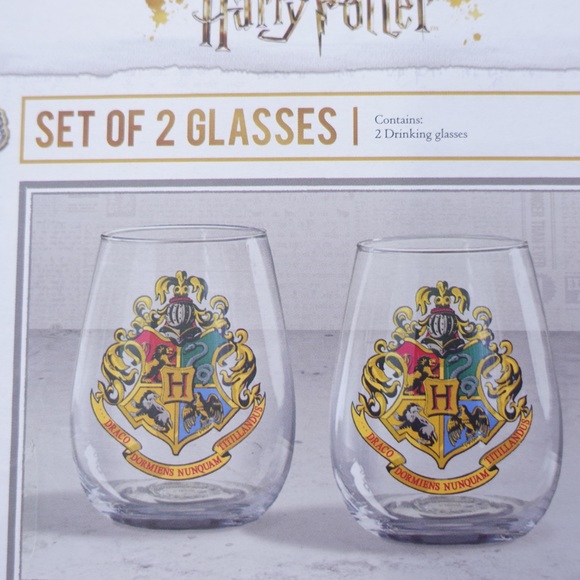 Dining | Hogwarts Stemless Wine Glasses Set Of 2 Harry Potter Drinking ...